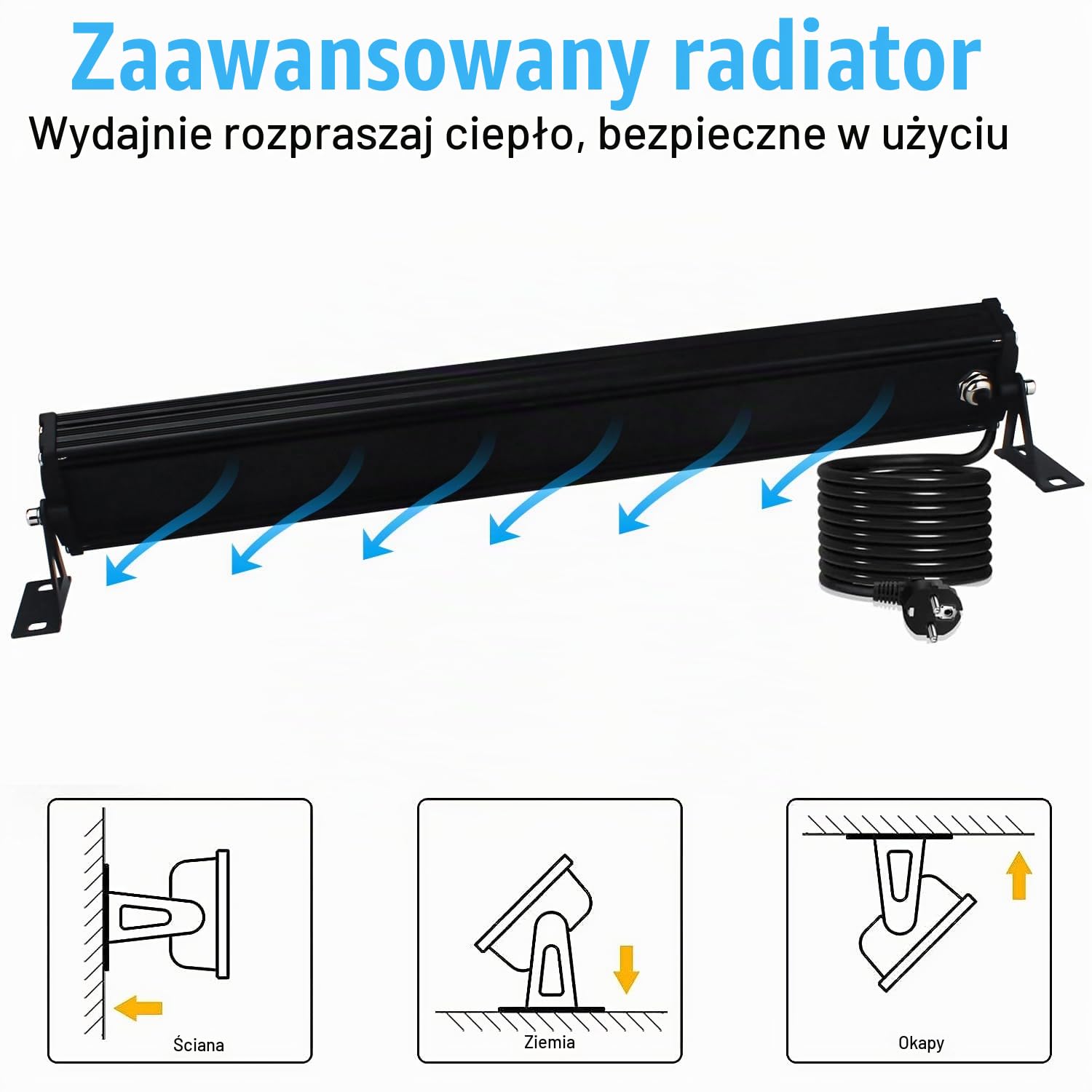 Reflektor LED 50W, Indmird 50000LM Super jasne światło Wallwasher 3000K Ciepła biel IP66 Wodoodporny reflektor zewnętrzny do dziedzińców ogrodowych i korytarzy