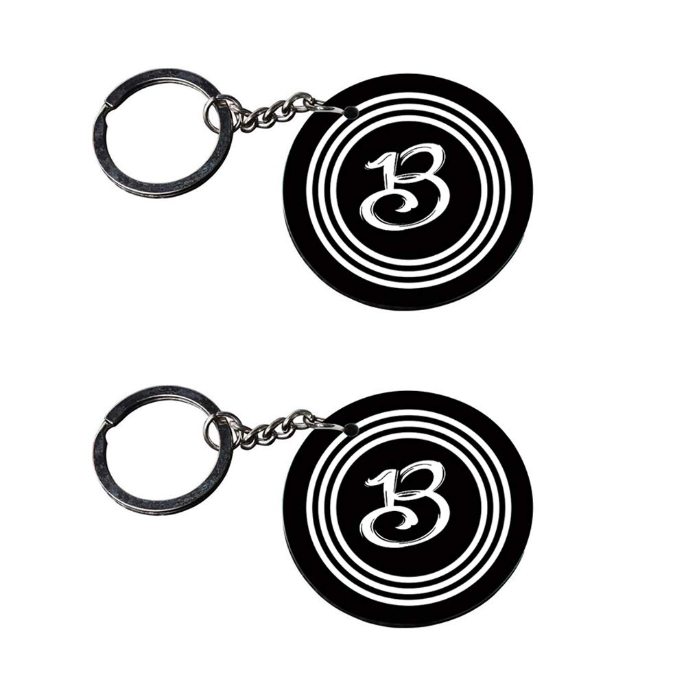 Anuman007| Alphabet B keychain | keychain making accessories Printed Wooden Keychains | Circle Shape Set of 2 keyrings 2x2 inch