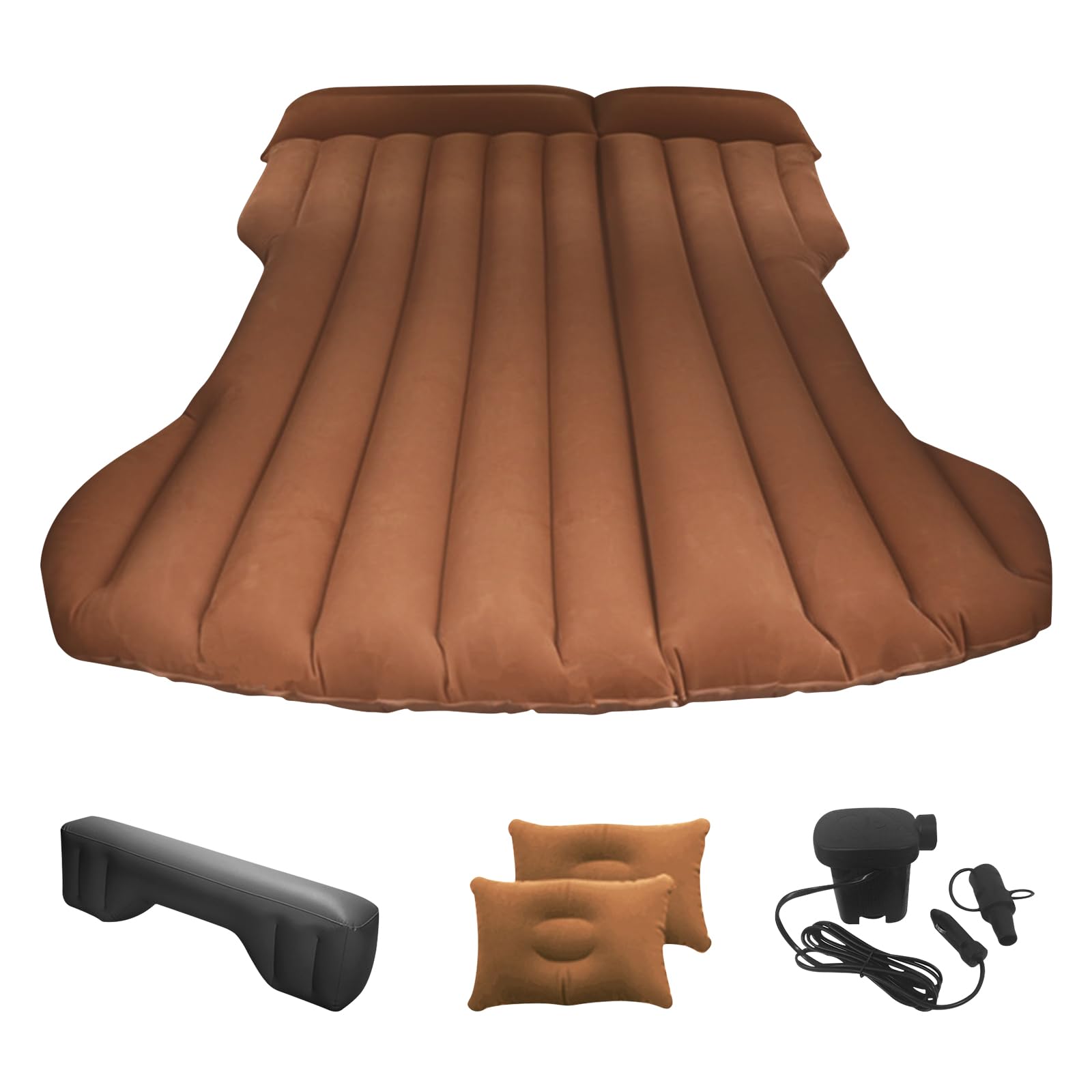 Ergocar Colchón Inflable Modelo Y Floking Suave Espesado Dos Almohadas Cama Colchón Aire y Campamento Coche Cómodo Válvula Inflable Doble Capa Bolsa Almacenamiento con Bomba Inflable Inalámbrica