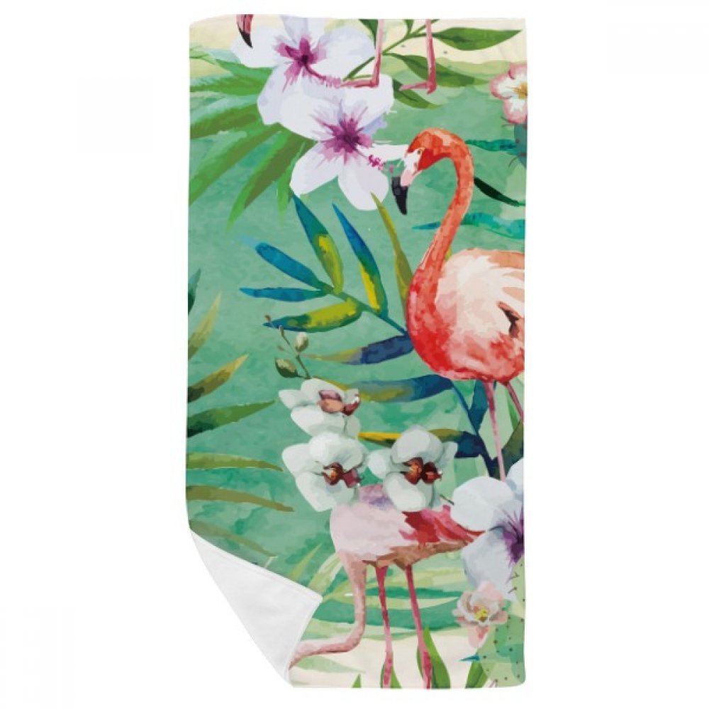 Serviette de bain flamant rose micro-texture douce et absorbante 35x70
