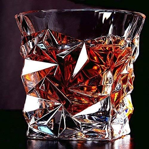 VAGHASIYA Diamond Crystal Cut Whiskey Glasses Set of 6 pcs 320 ml Bar Glass for Drinking Bourbon, Whisky, Scotch, Cocktails, Cognac Old Fashioned Tumblers Whisky Glass