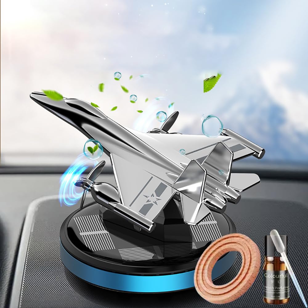 Ambientador solar para coche, difusor de aromas de avión, accesorios de decoración interior automotriz, purificadores para coche y hogar, aromaterapia para salpicadero, color azul.