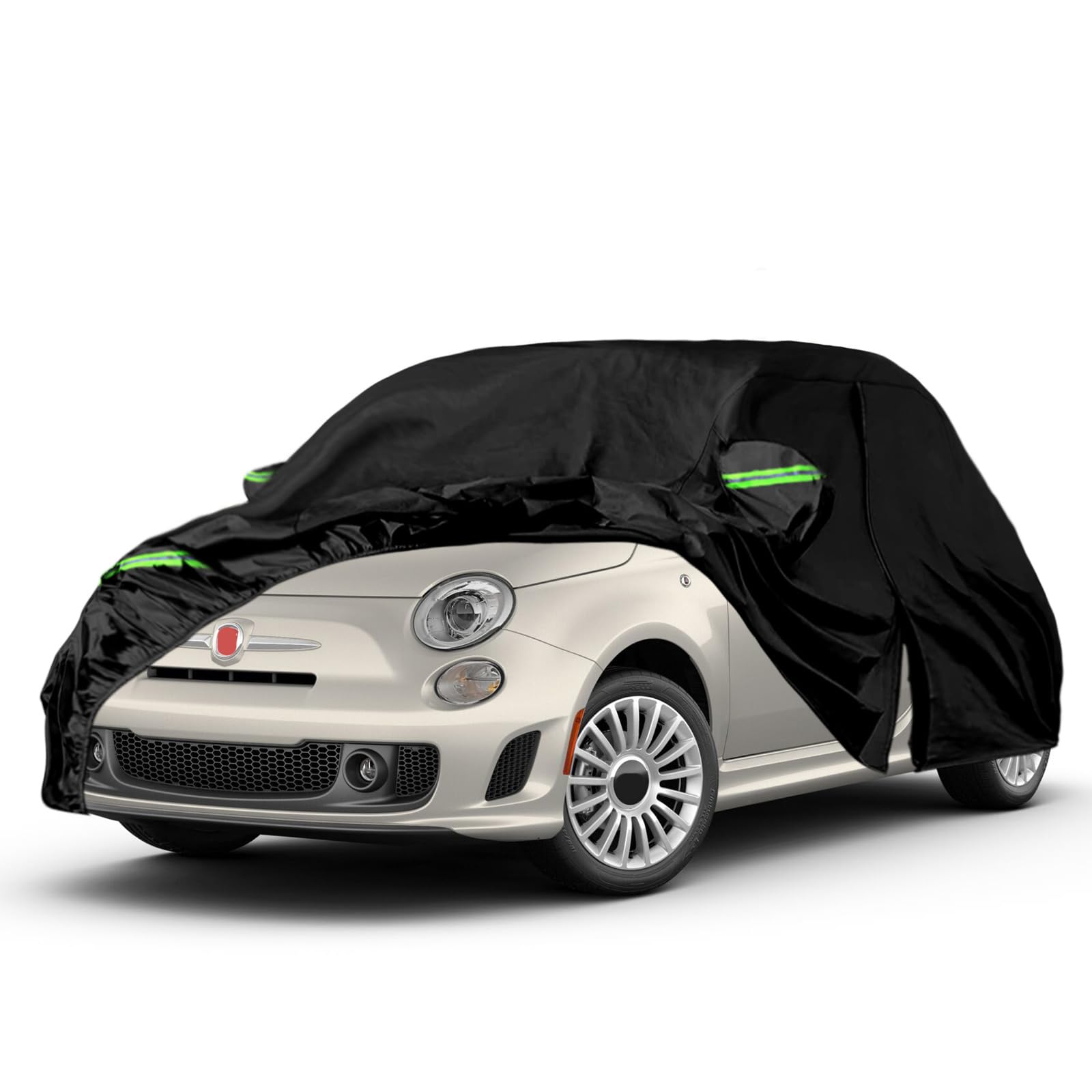 Auto Hoes, Voor Fiat 500/500C/500E/Abarth 500, 2007-2022, Waterdicht Ademend, Volledige Autohoes, Zonnebrandcrème En Stofdicht, Buitenshuis Auto Zeildoek (Color : Silver, Size : 500