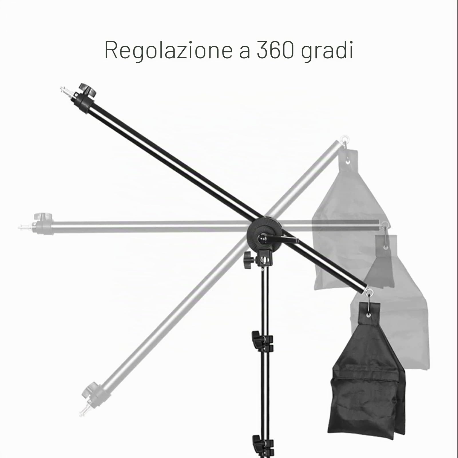 Set Softbox per studio fotografico, Andoer, 3 x 50 x 70 cm, Softbox con 3 lampade fotografiche da 135 W, treppiedi per luce da 2 m, braccio braccio per YouTube, Tiktok, riprese video, ritratti,