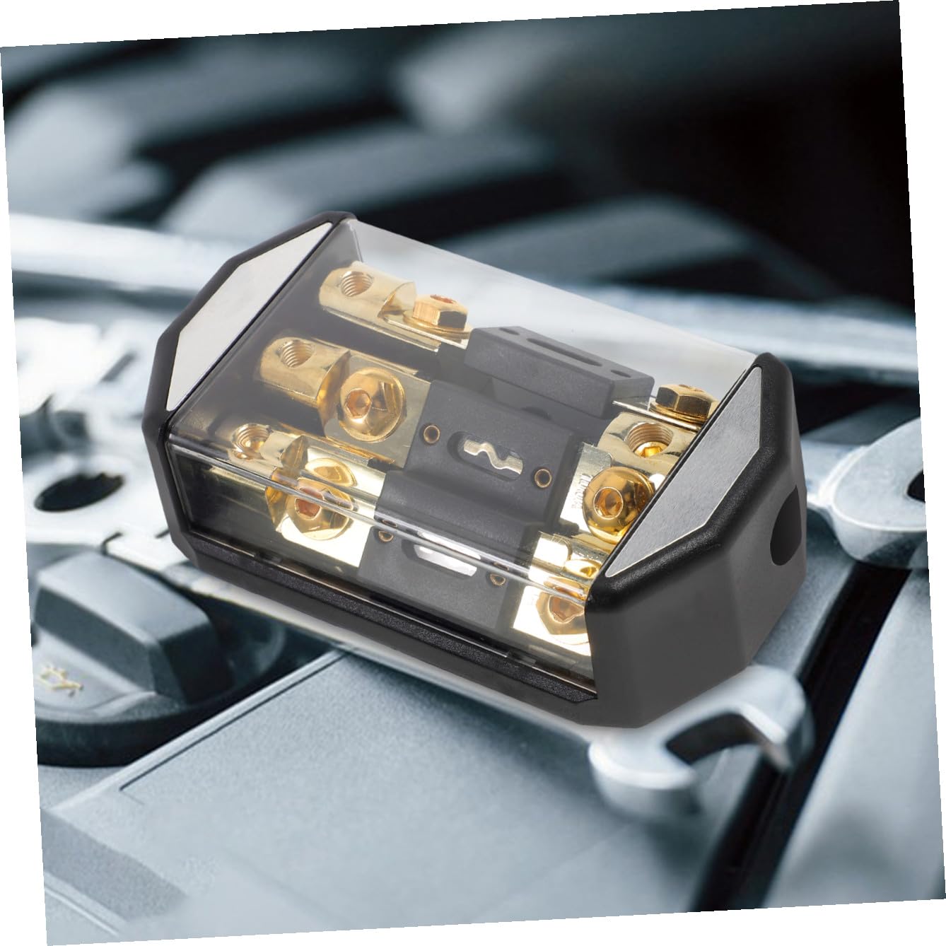 Blocco Fusibili Audio Auto 3 Vie 100a Plastica Rame Nero