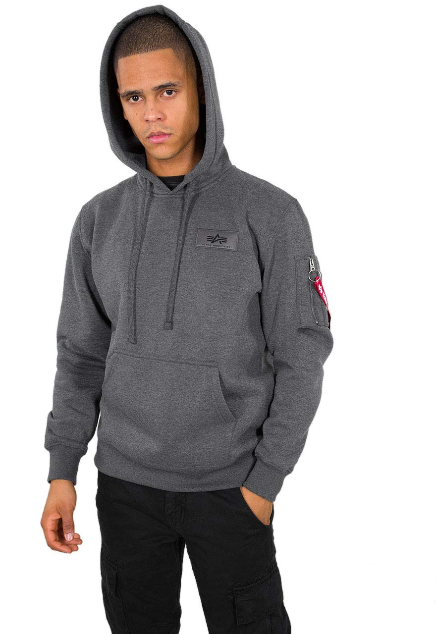 Alpha Industries Herren Back Print Hoody, Charcoal Heather, XL