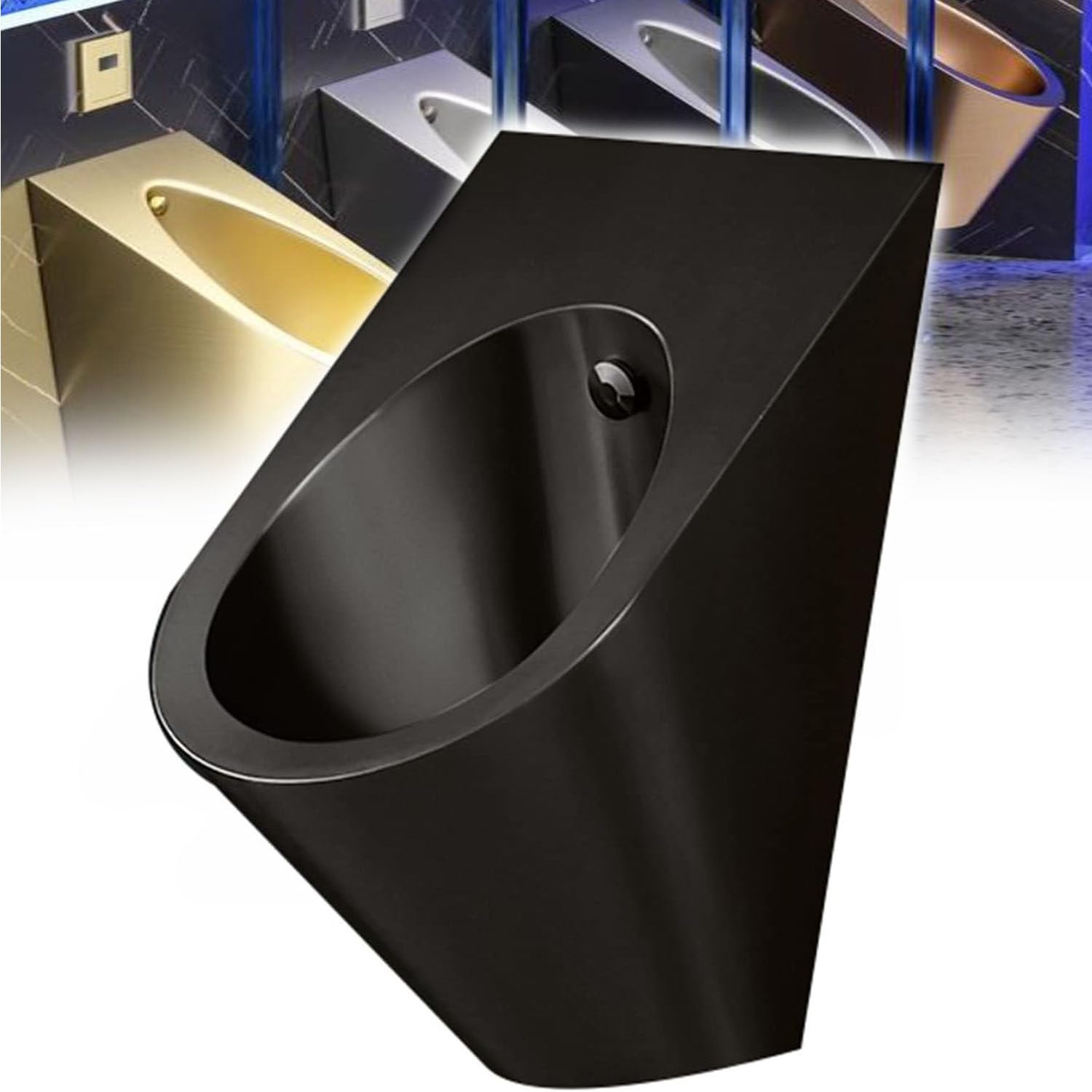 Orinatoio da uomo a parete in acciaio inox, con sensore per WC professionale e intelligente, design verticale, con sistema di risciacquo igienico