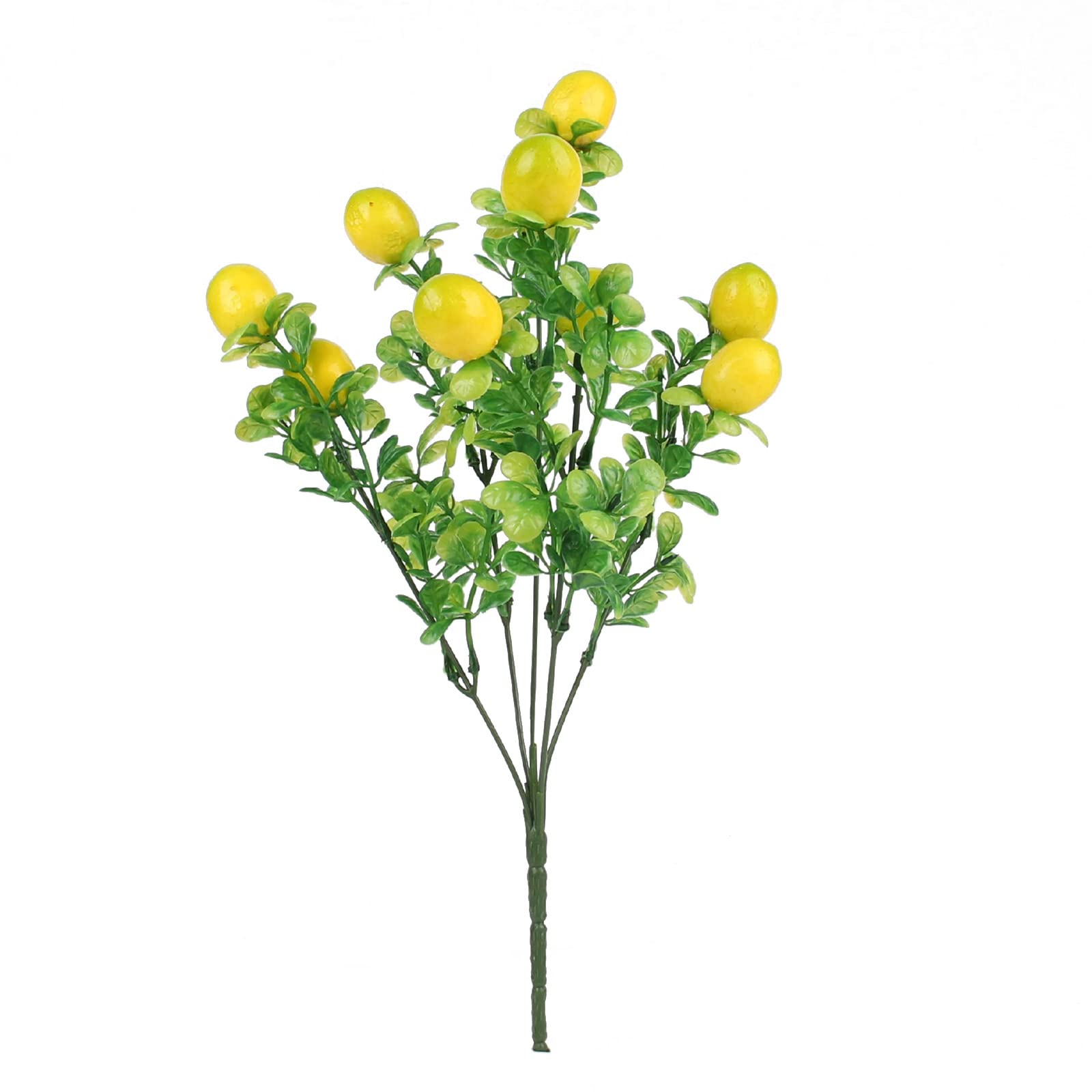 1Pc Artificial Lemon Branch 36Cm Long Stem Yellow Lemons Picks With Green Leaves And Flowers, Lemon Decor For Home Kitchen, Graden, Desk, Party Decorations