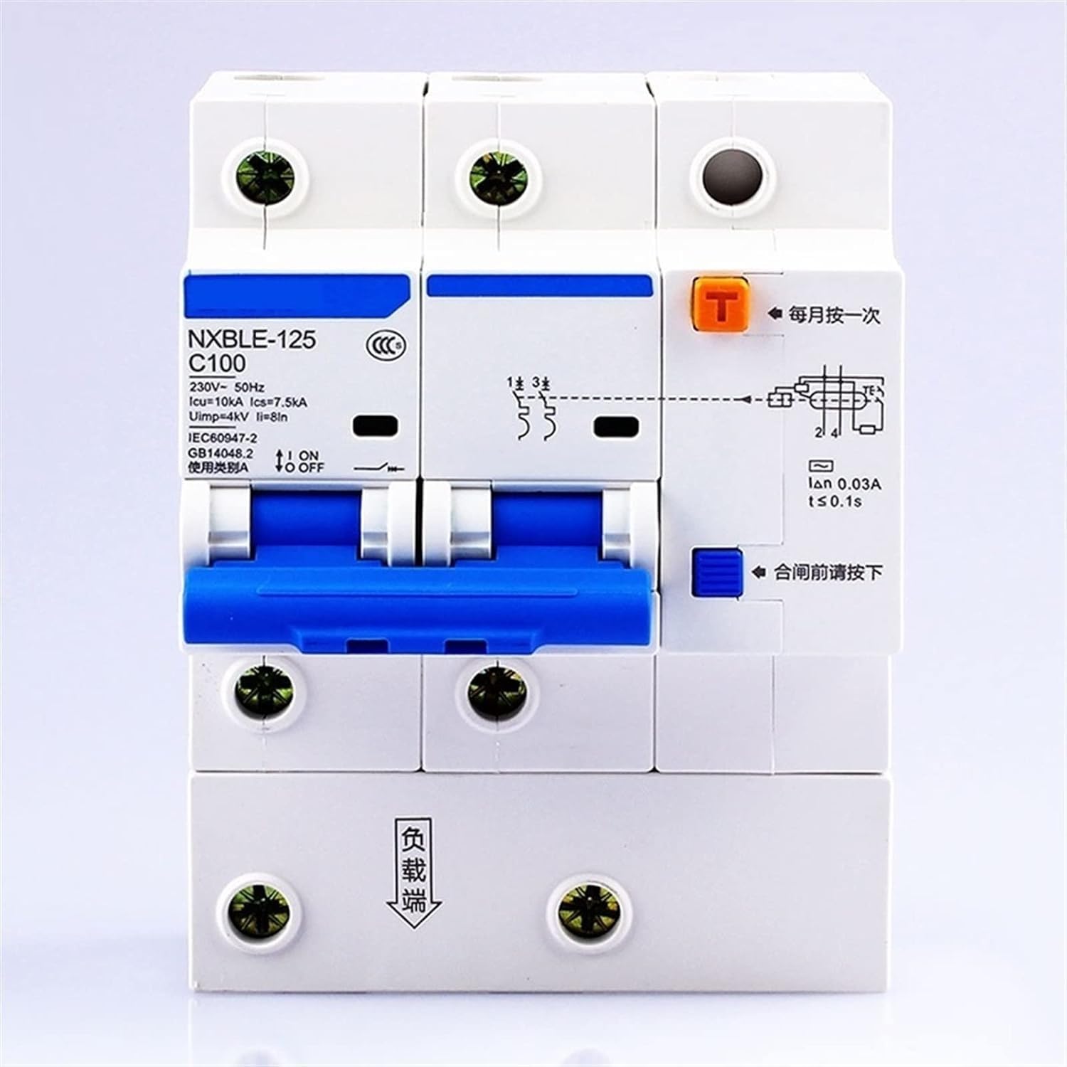 Lhnbgtuiw 1 Ac230/400V Nxble-25 2P Residual Current Device C 63 80 00 25A Overload Protection Earth Leakage Pcs(100A)