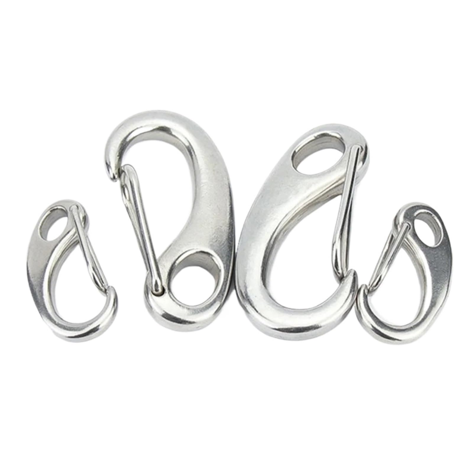 Clip Mosquetón con Forma Huevo Mosquetón de acero inoxidable 304 con forma de huevo, de 1 a 10 piezas, de 30/40/50/70/100 mm de longitud, con resorte, for cuerda de alambre, for barco o marino(M100,5p