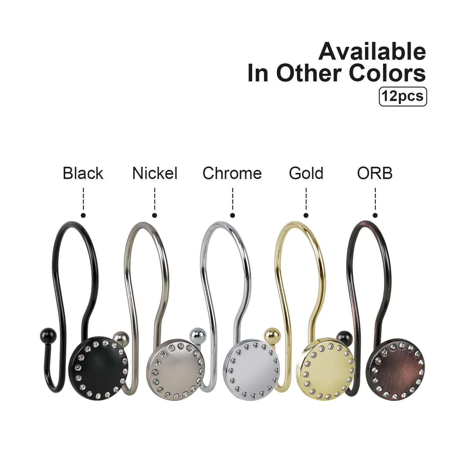 Utopia Alley Shower Rings, Double Shower Curtain Hooks for Bathroom
