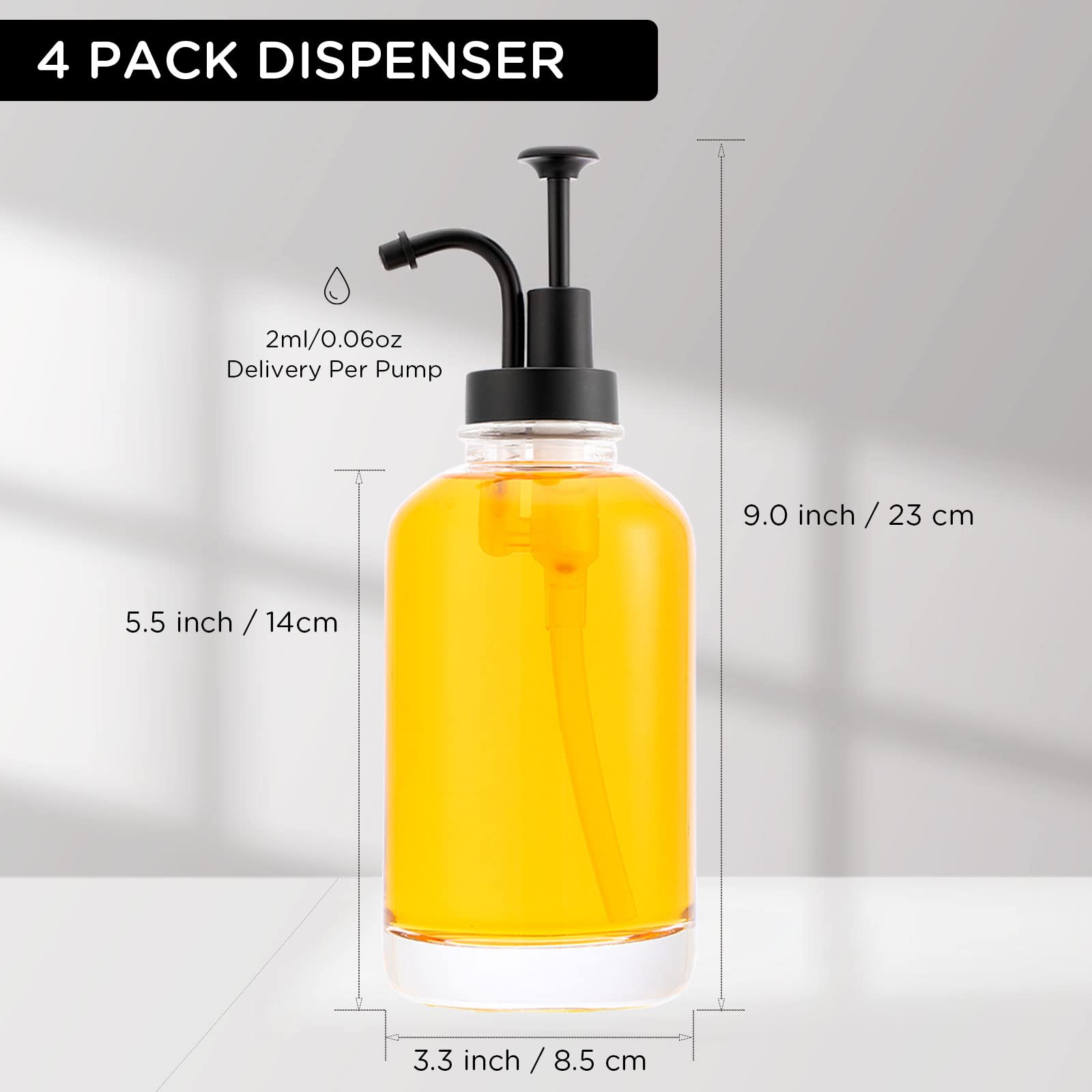 Dispenser Sciroppo Caff&egrave; In Vetro Da 500ML Con Pompa E Etichette - Per Bar E Casa