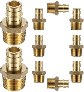 (10 Pack) Lidertik PEX A Fittings 1/2 Inch Expansion Male NPT Adapter, 1/2" PEX F1960 to 1/2" NPT Male Threaded Adapter Brass