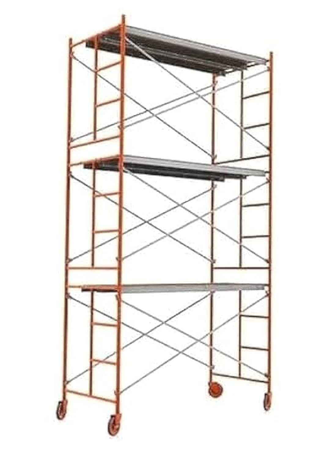 Steel H-Frame Scaffolding 6m Height Tower With Three Platform And Four Ajd Wheels