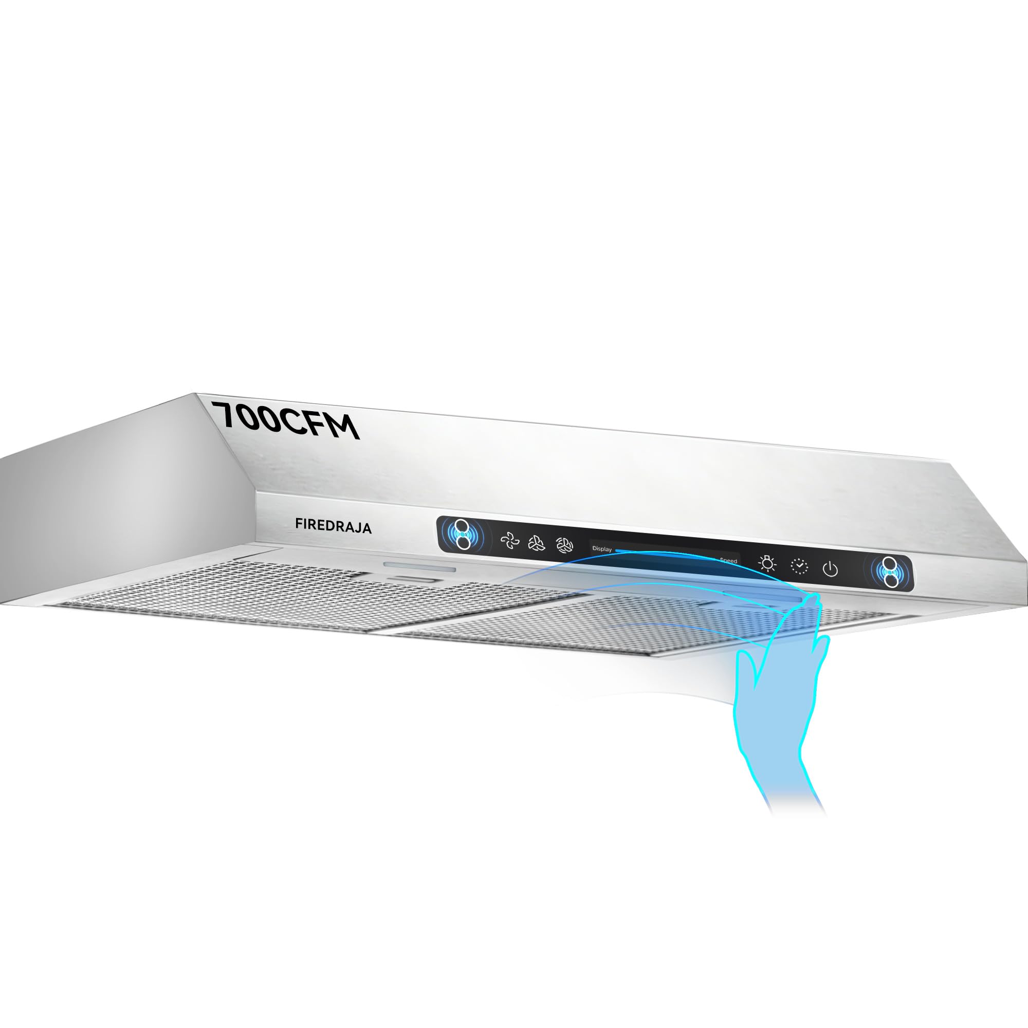 36 Inch Under Cabinet Range Hood, 700 CFM Kitchen Vent Hood with Touch & Gesture Control, 3-Speed Quiet Operation, Stainless Steel with LED Lights, Ducted/Ductless