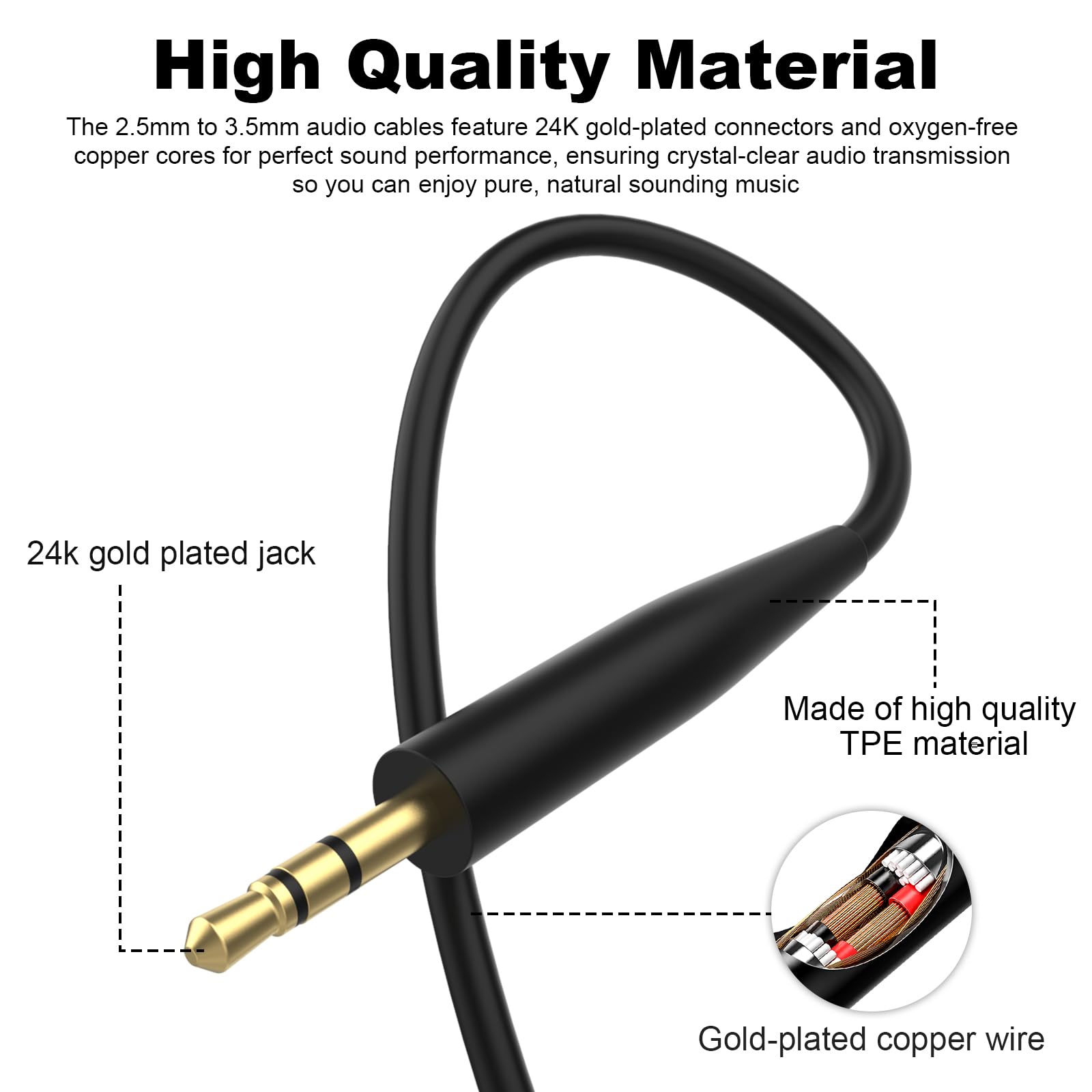 Cavo Audio 2,5 Mm A 3,5 Mm Con Microfono E Controllo Volume – Compatibile Con Bose 700, QC45, QC35, JBL, AKG E Altre Cuffie - 2