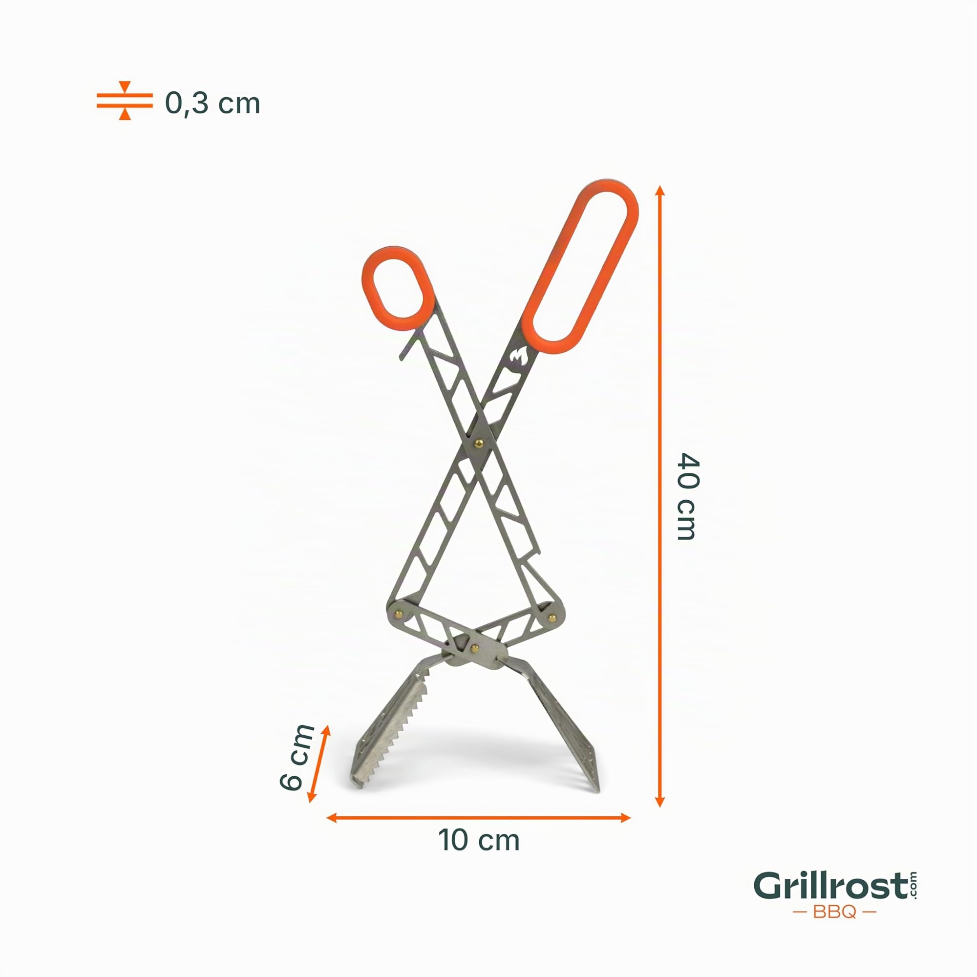 Grillrost.com Das Original T-REX - Die Premium Grillzange aus Deutschland - Maximale Kraft durch Hebelübersetzung - Edelstahl -