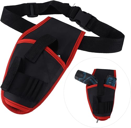 Miniatura 5 de Funda de taladro para cinturón de herramientas, 10.2 x 5.9 in, lado rojo, poliéster, soporte para cintura, organizador de artilugios, bolsa