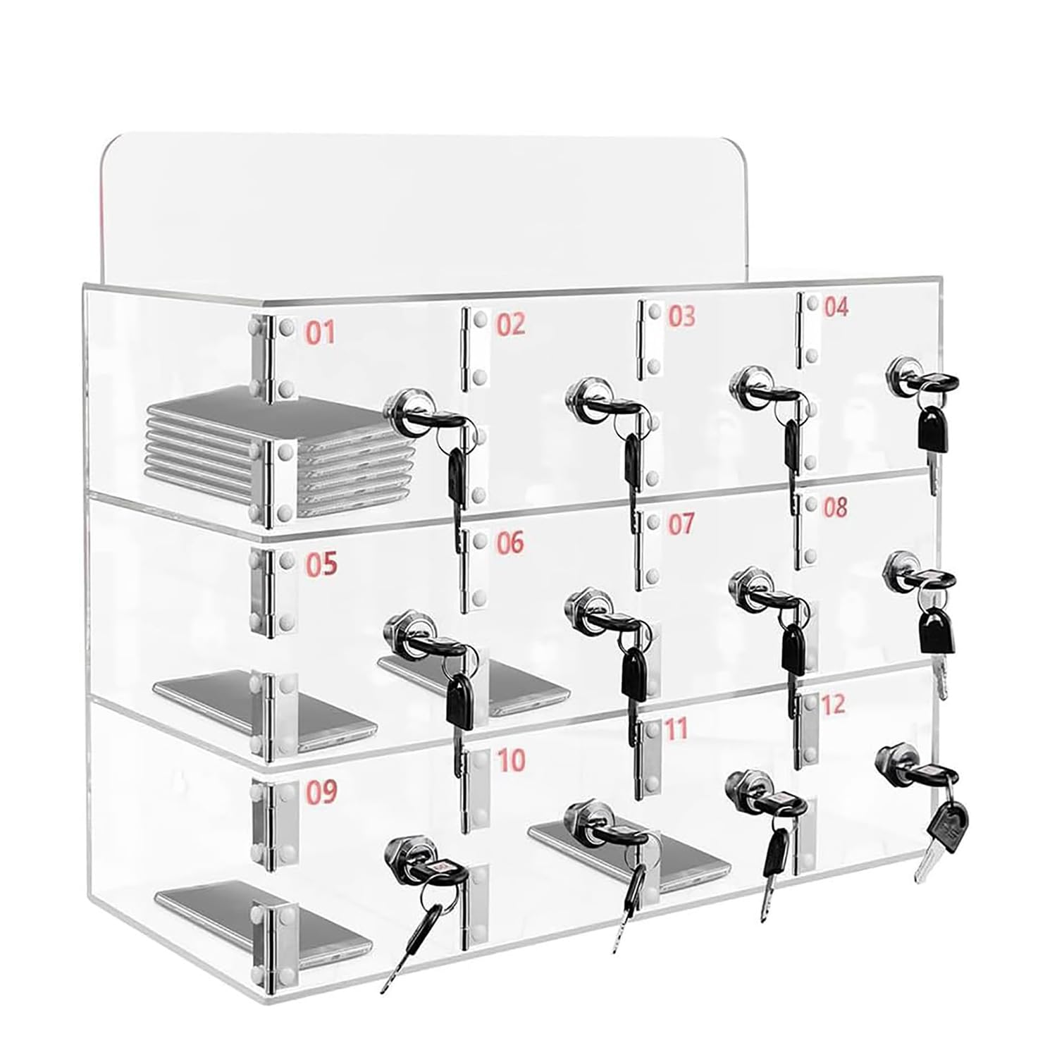 Casier de rangement pour téléphone portable sécurisé avec 9 boîtes numérotées et fermeture à clé