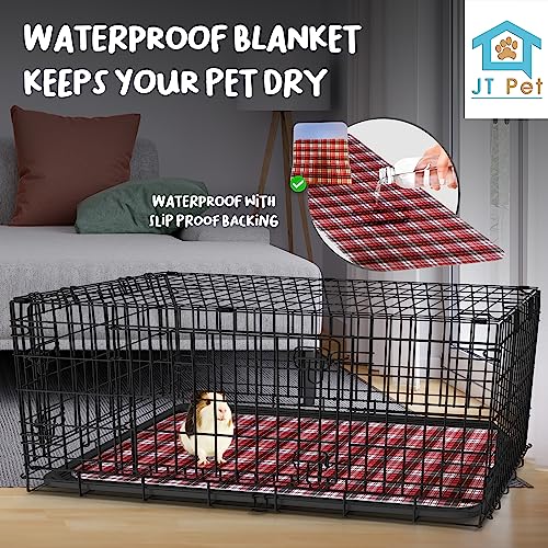 Image of Guinea Pig Cage Liner - Pack of 2 Washable Pee Pads for Dogs, Smooth Fleece Guinea Pig Bedding for Cage & Crates, Reusable & Waterproof Puppy Pee Pads - 47x24 Inches, Plaid
