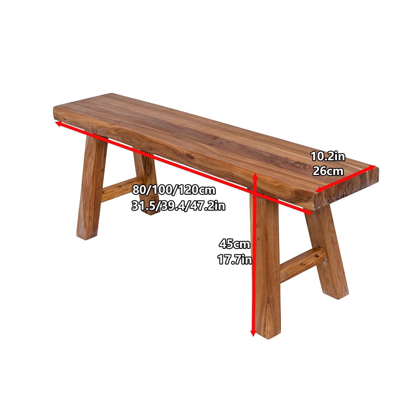 Panca in Legno Panca in Legno da Esterno,venature del Legno Naturali,Telaio di Supporto Robusto,Montaggio Facile, per Sala da Pranzo, Cucina, Soggiorno, Camera da Letto.(120 * 26 * 45cm)