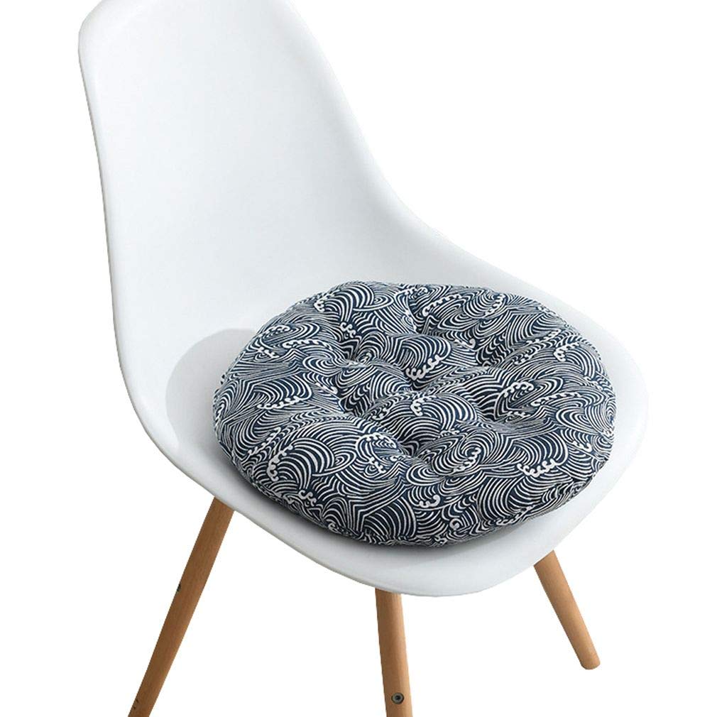 JK Home Soft and Comfortable Round Chair Pad Seat Cushion for Dining Living Room Office Chairs Blue Wave 50x50cm