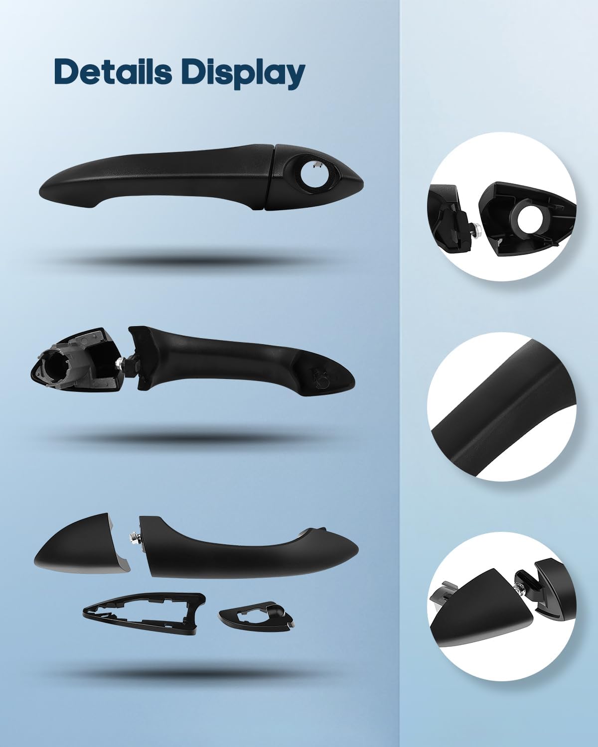 ECCPP Exterior Door Handles 2000-2006 X5 Outer Replacement Front Driver Left Passenger Right Door Handles 4pcs Black 51218243617, 96595, 51218243618, 96596,