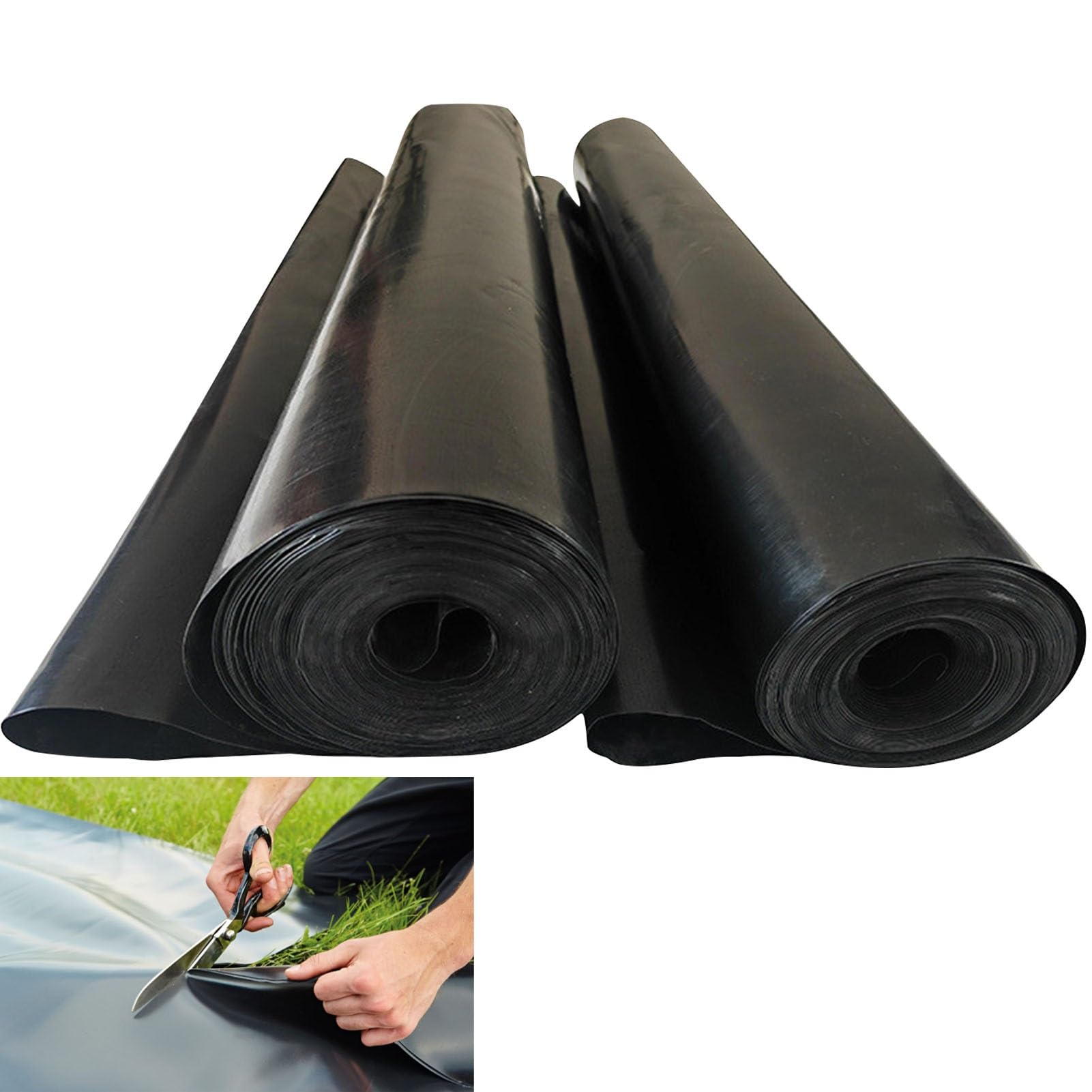 GJZQDKX Reinforced Black Pond Liner Tarp for Fish PoolsDurable Membrane 4x6m 5x8m 6x10m 8x12m 10x15mIdeal for Koi Ponds Aquaculture Water GardensEasy to Cut (3x10m 9.8x32.8ft)