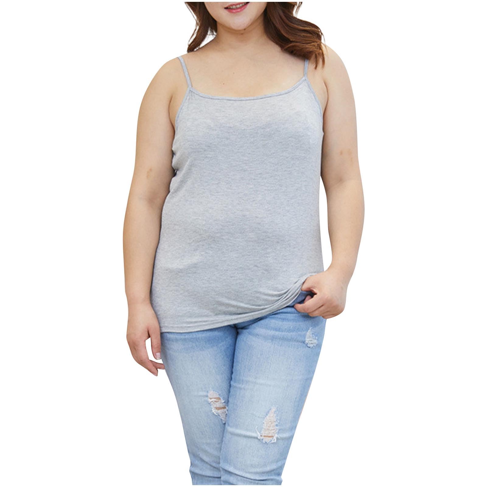 Xiaojmake Women Plus Size Tank Top Seamless Cotton Camisole Tank Top Spaghetti Strap Undershirt Stretch Sleeveless Cami Shirt