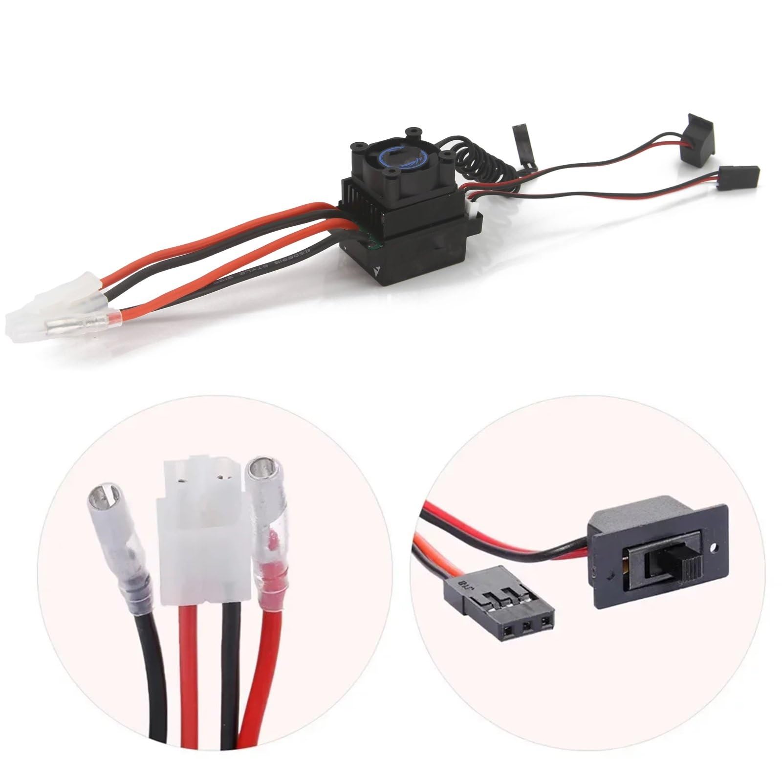 Controlador Rc Para TRX4 Para Axial 1/10 Para Coche Teledirigido Con Motor De 320A Resistente Al Agua 5V/2A BEC 60A ESC Cepillado Controlador Velocidad Electrónico XT60 Accesorios 2-3S(T Plug)