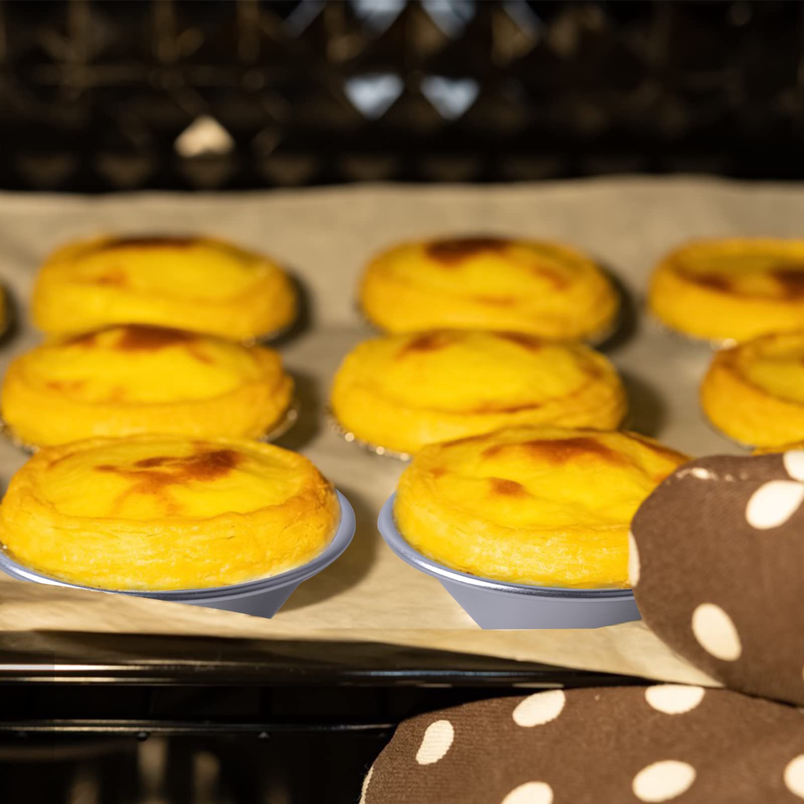 Zestaw 10 foremek do babeczek na muffinki, mini foremki do ciast, do quiche, grubsze foremki do ciasta, ciasto jajeczne, pudding, narzędzia DIY, pojedyncze okrągłe puszki do ciasta, nieprzywierająca
