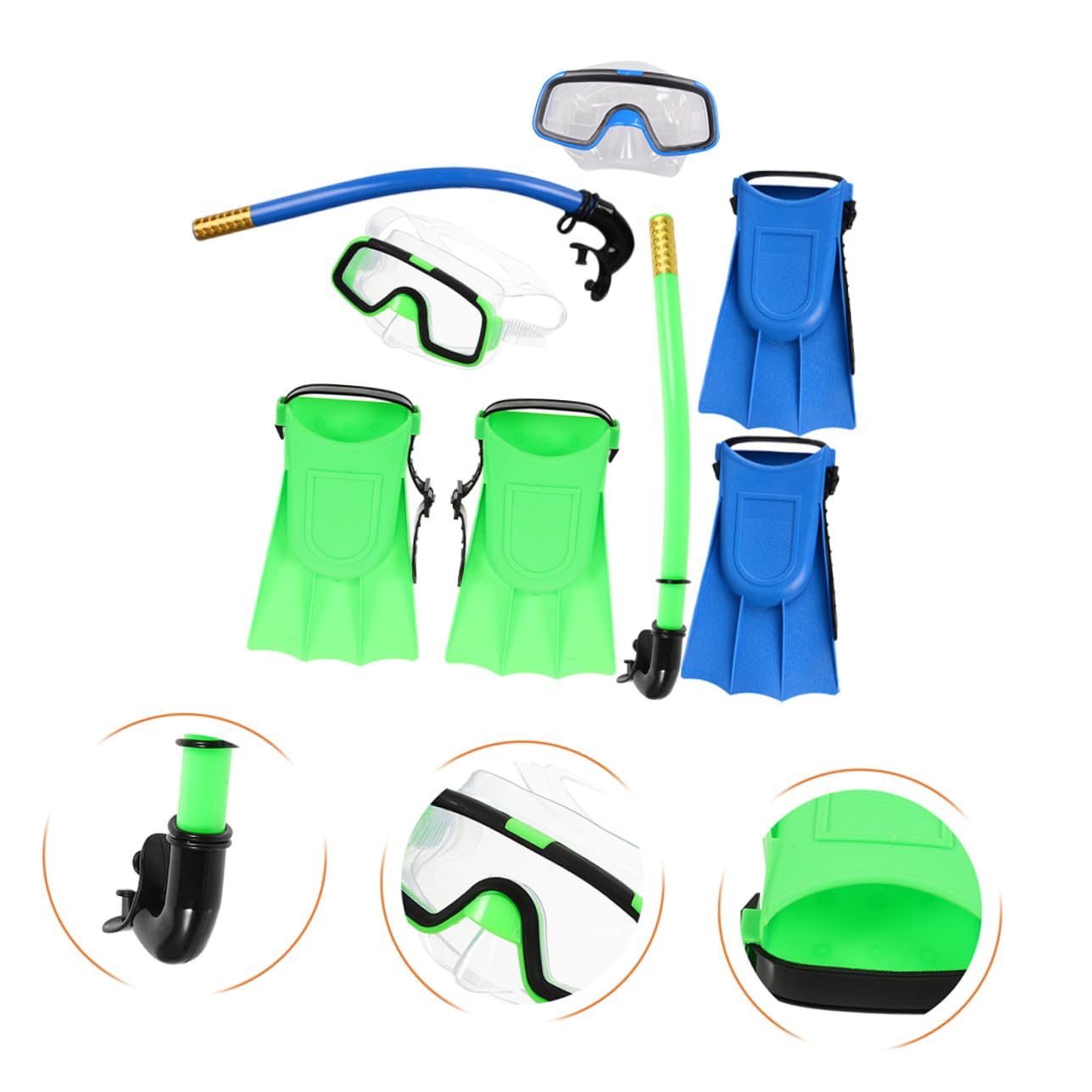 Cabilock Gafas de Buceo Máscara de Snorkel y Aletas Cortas para Nadar Equipo de Snorkel Portátil para Uso Playa y Piscina