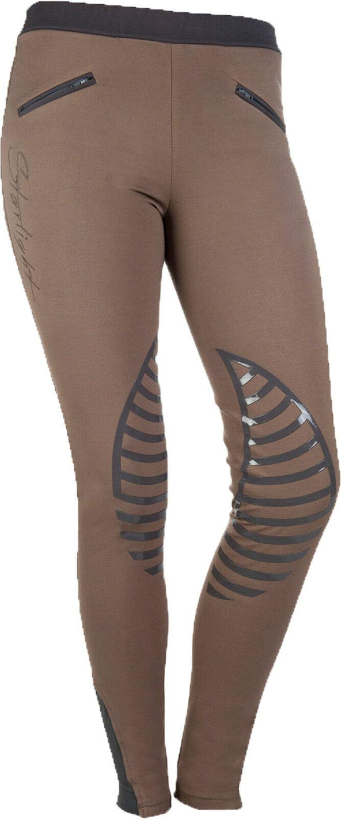 HKM 9228 Starlight, Leggings da Equitazione in Silicone, per Ragazze, Grigio Scuro/Sabbia, 36