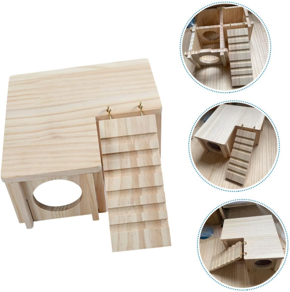 1set Hamster Wooden Hideout House for Small Animals Cozy Chew Cabin for Hamsters Gerbils and Sugar Gliders and Play