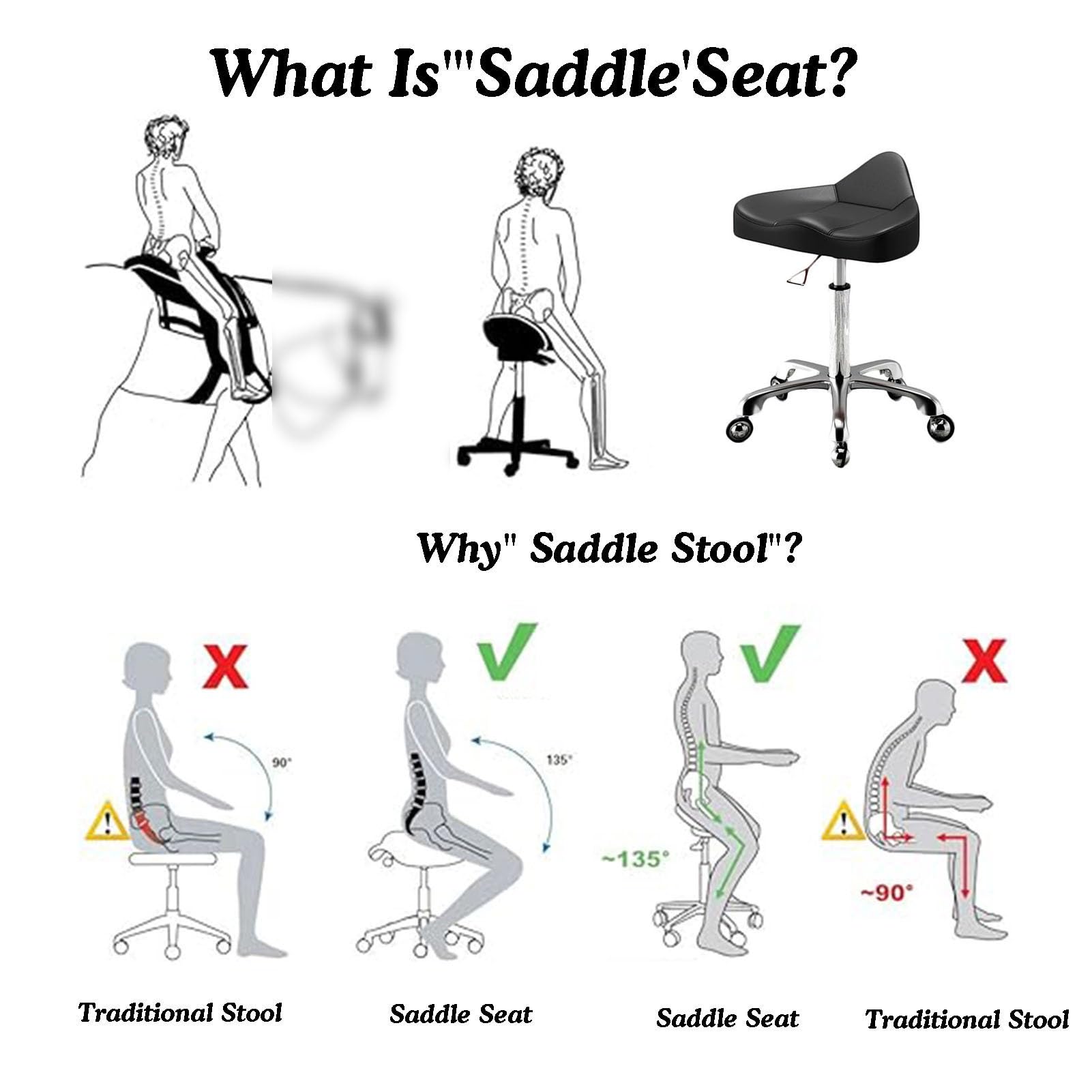 Taburete ergonómico con ruedas, silla giratoria ajustable en altura, resistente para oficina, laboratorio, salón