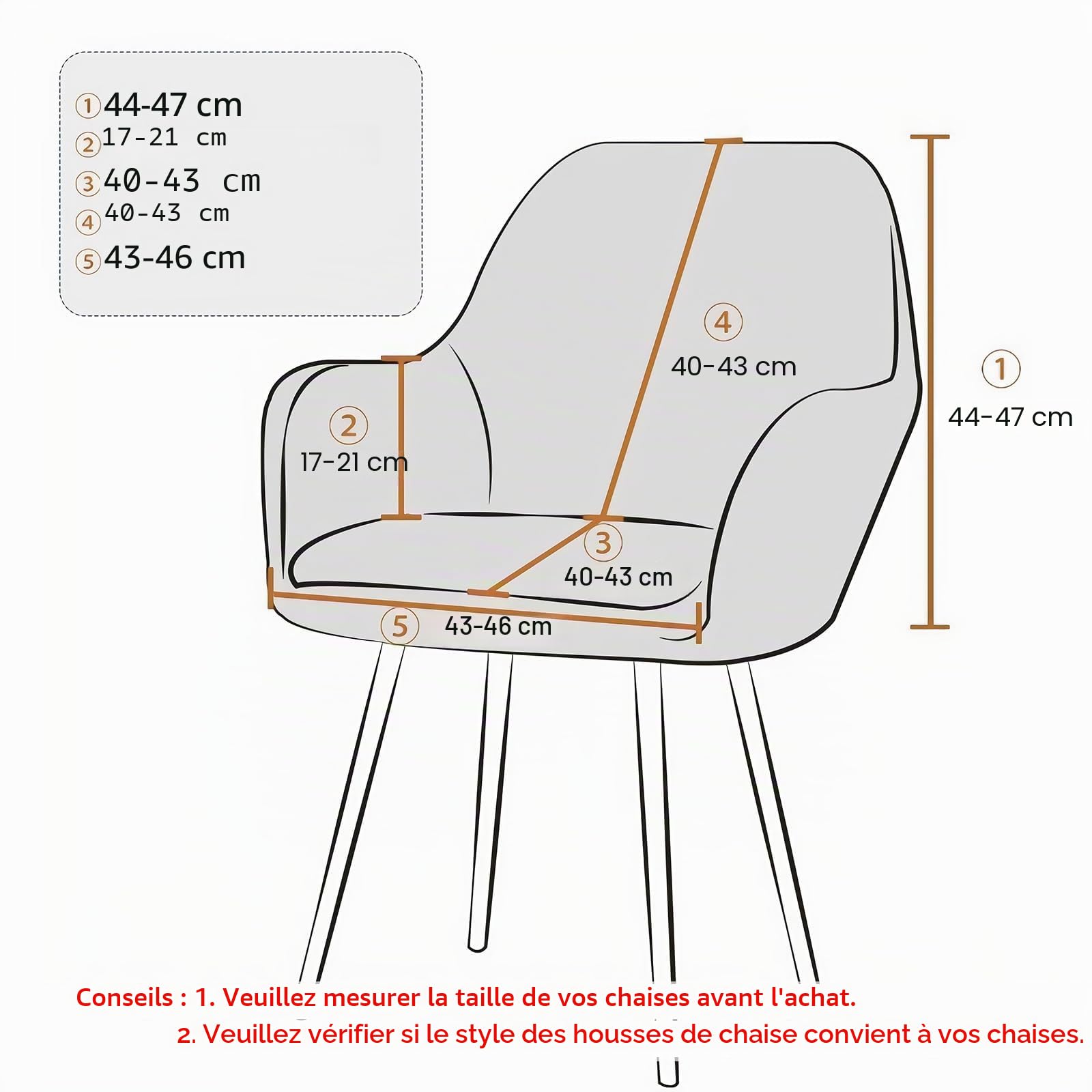 Betylifoy Housses de Chaise Scandinaves 4pcs, Housse de Chaise Élastique avec Accoudoir Extensible pour Salle à Manger Salon