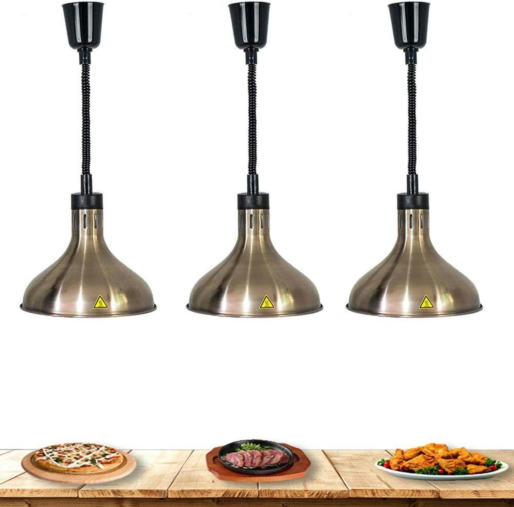 Lampada per scaldavivande, Retrattile Lampada di Calore Alimentare Buffet Forniture Attrezzatura da Ristorante, 3 Pezzi, 220V 250W