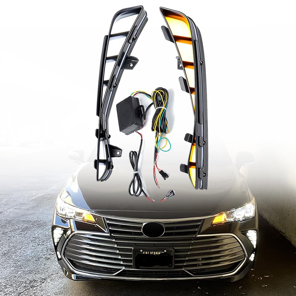 Anzios LH RH LED DRL Switchback Turn Signal Daytime Running Lights Assembly Replacement for 2019-2022 Toyota Avalon Limited XLE XSE Touring Sedan 4-Door Driver Passenger Sides