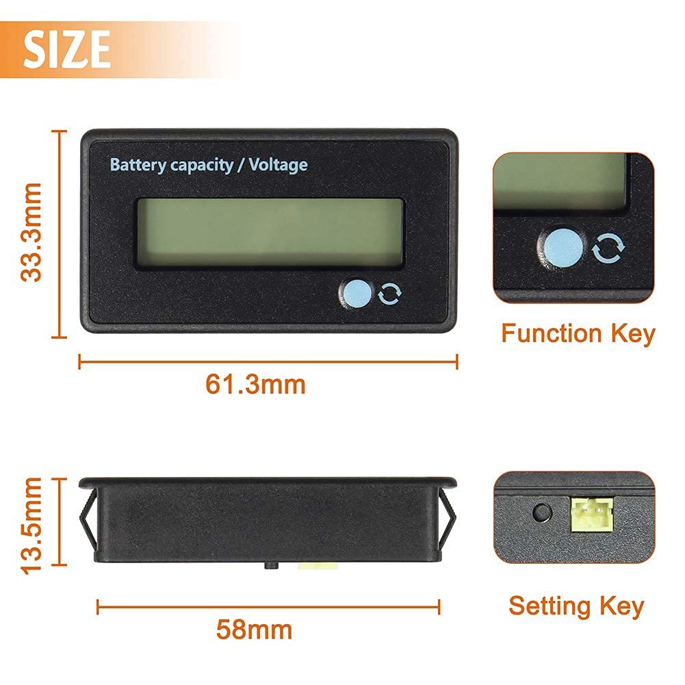 Roboway Battery Indicator Display 12-84V Battery Capacity Voltage for Lead Acid Battery, Check Battery Voltage and Charge Percentage of E-Rickshaw & E-Bikes, Green (RW-972) - Image 5 thumbnail