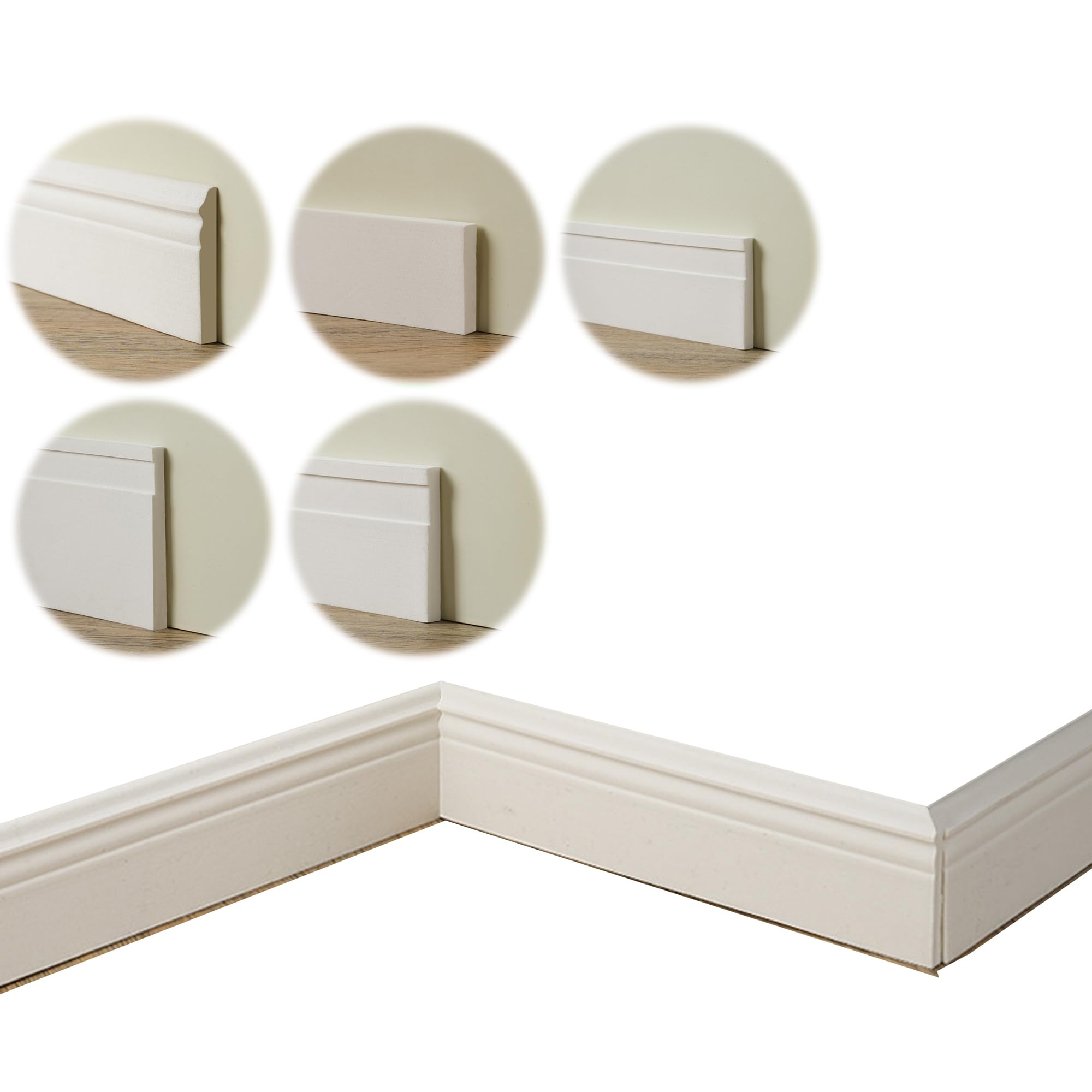 Rodapié Flexible Blanco EVA Autoadhesivo Cinta Protectora Curva Base Pared