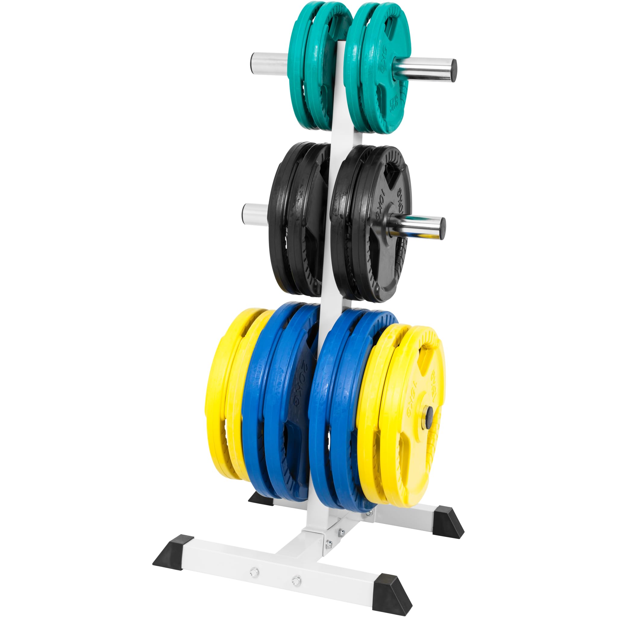 Gorilla Sports® Rastrelliera Pesi - per Dischi da 50 mm, con 6 Aste, 54,5 x 57 x 112 cm, Carico Massimo 350 kg, in Acciaio, Nero o Bianco - Supporto, Porta Pesi, Rack, Manubri, Palestra, Casa