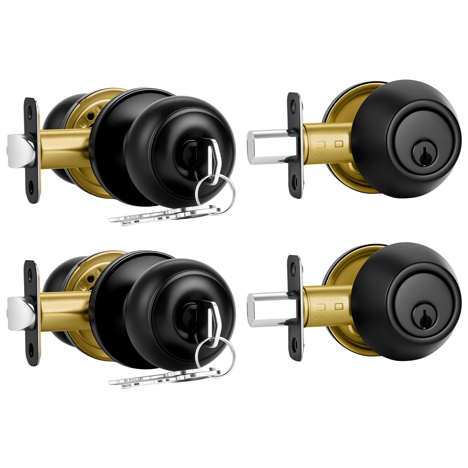 Plustool 2 Pack Front Door Lock Set Matte Black