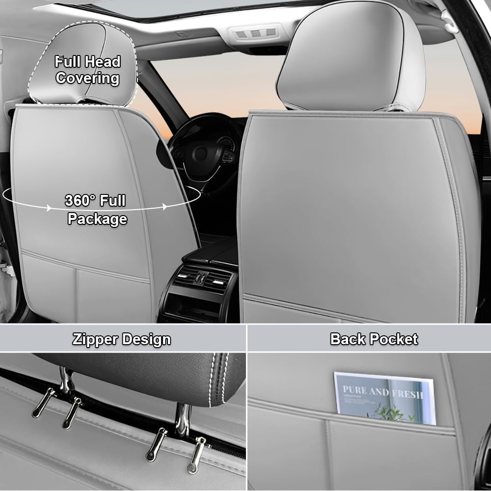 kaiweiqin Car Seat Covers Compatible with Toyota Corolla 2002-2026, Nappa Leather Seat Protectors Scratch Resistant Storage(Full Set, Black Gray)