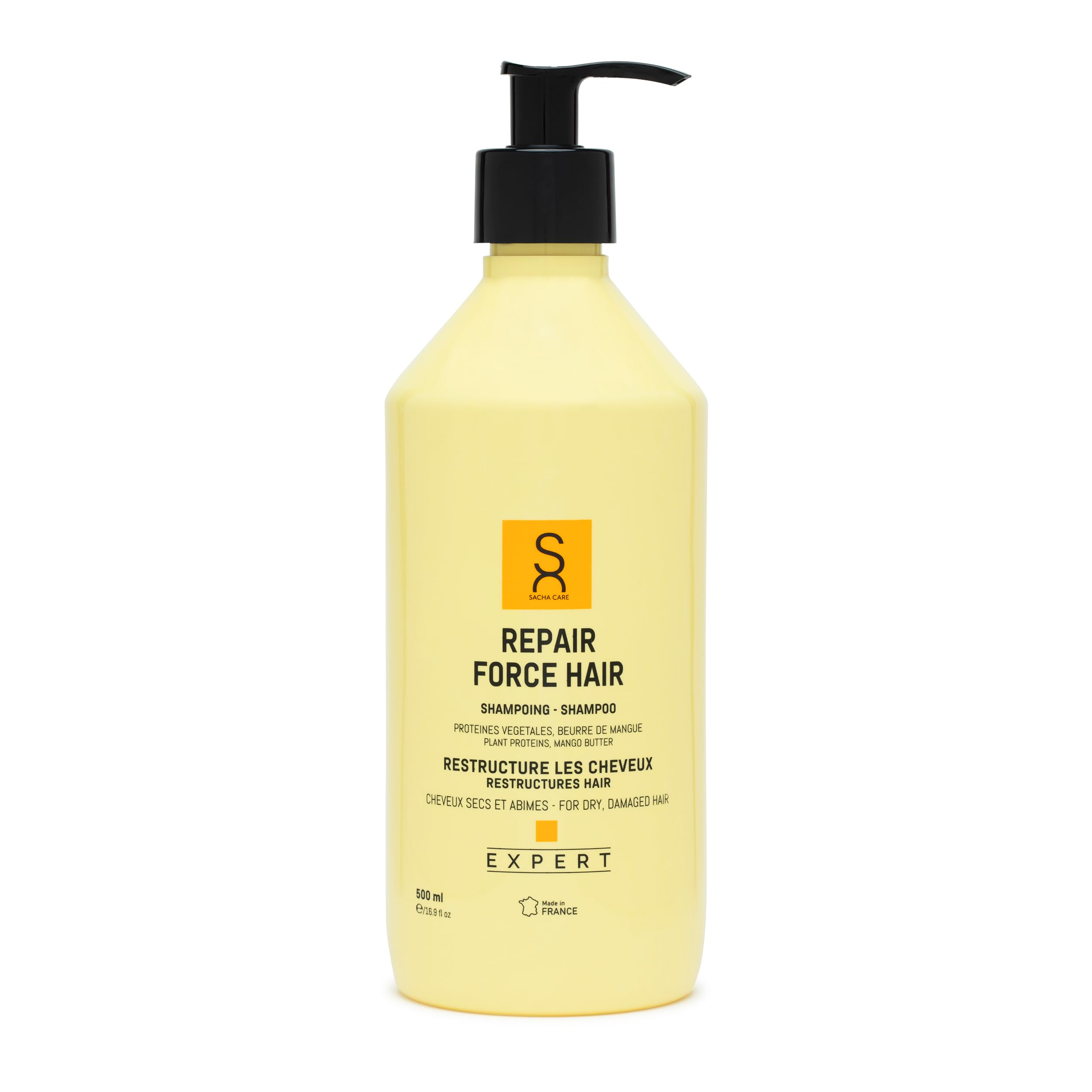 Expert Repair Force Hair szampon – z białkami roślinnymi i masłem mango, do suchych i zniszczonych włosów, regenerująca pielęgnacja, 500 ml