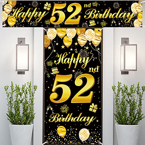 52nd Happy Birthday Door Banner IMISI Birthday Decorations Birthday Backdrop Decorations for a Party