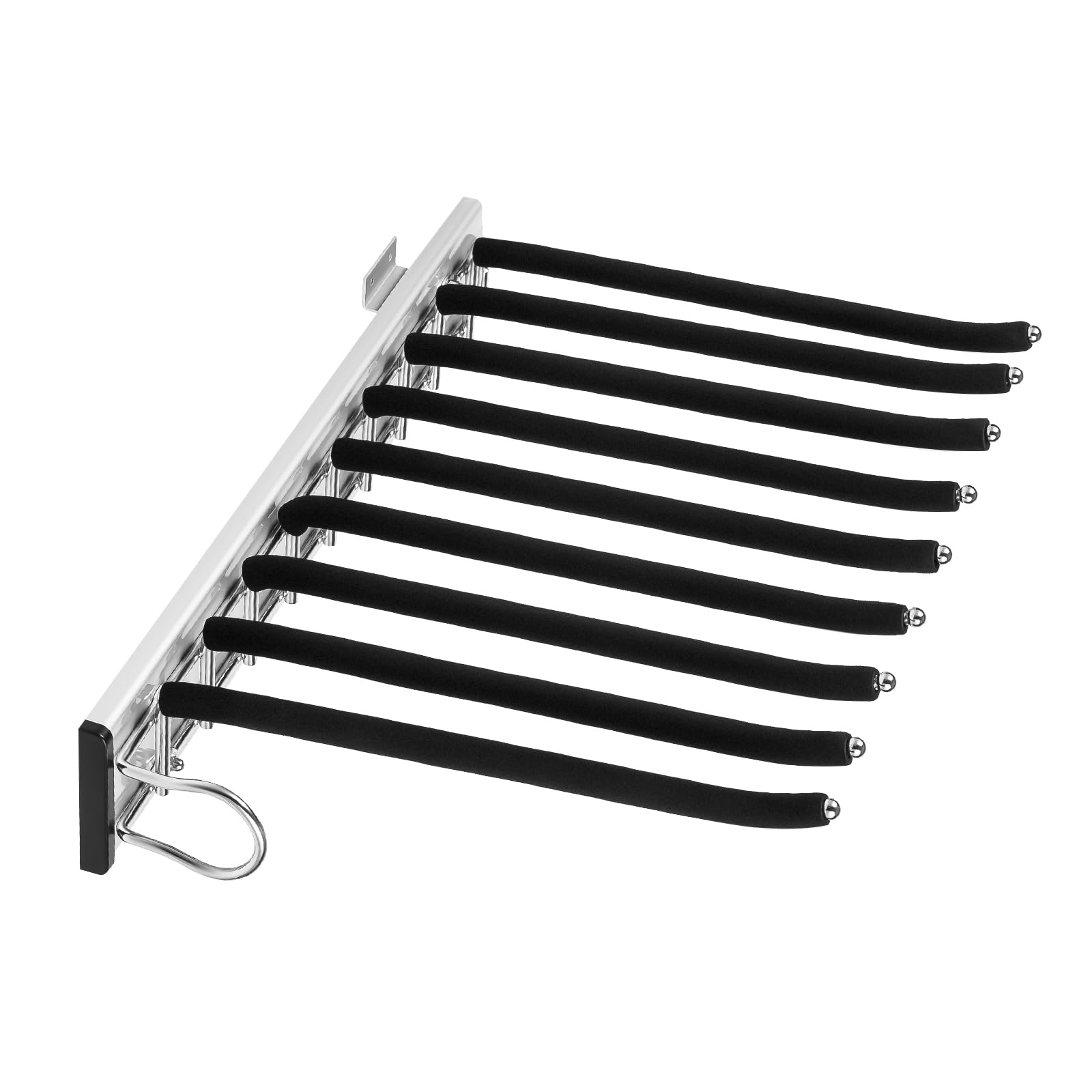 GEYOPMID Pull Out Pants Rack, Pull Out Pants Rack for Closet Pull Out Trouser Hanger Rack Closet Pants Storage Rack Space Saving Drawer Non-Slip Clothes Hanger Bar (Left Installation)