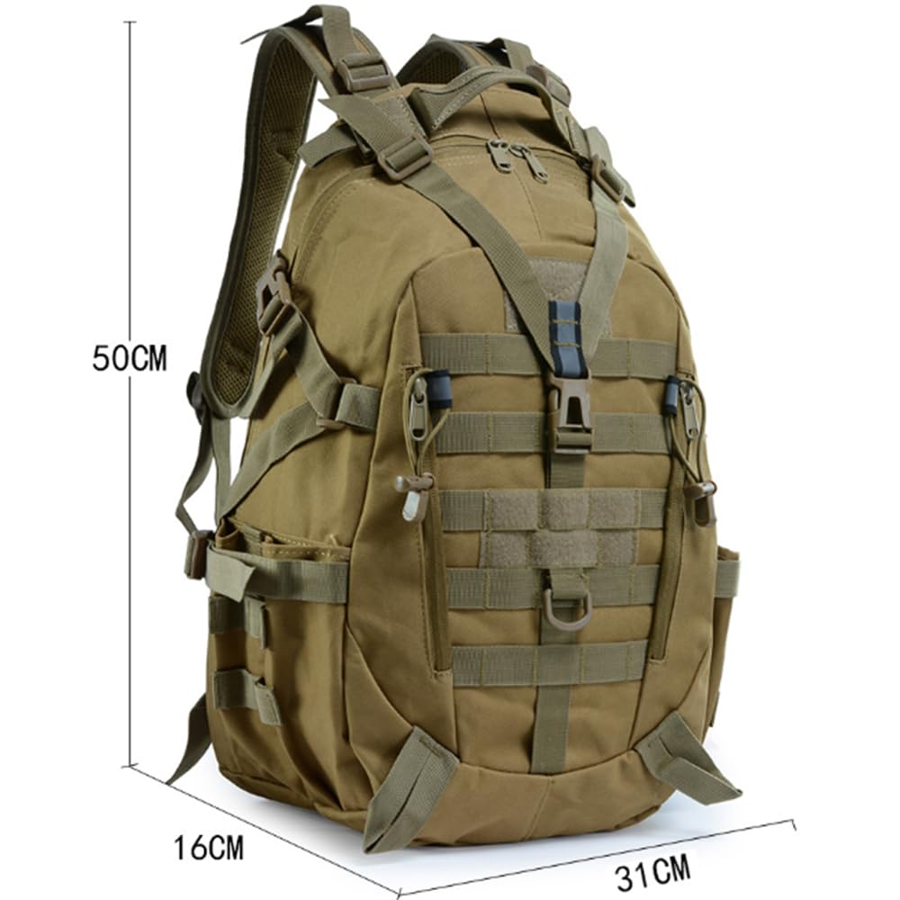 Eysee 25L Nylon Fabric Backpack, Outdoor Backpack, Camping Hiking Backpack,Trekking Daypack, Khaki, 31 cm (L)*50 cm (H)*16 cm (W)