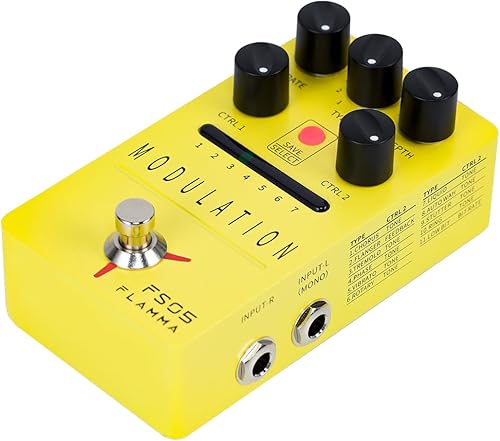 Miniatura 23 de FLAMMA FS03 - Pedal de efectos de guitarra con delay estéreo digital, bucle, 6 efectos de delay almacenables preestablecidos, Tap Tempo, Trail On