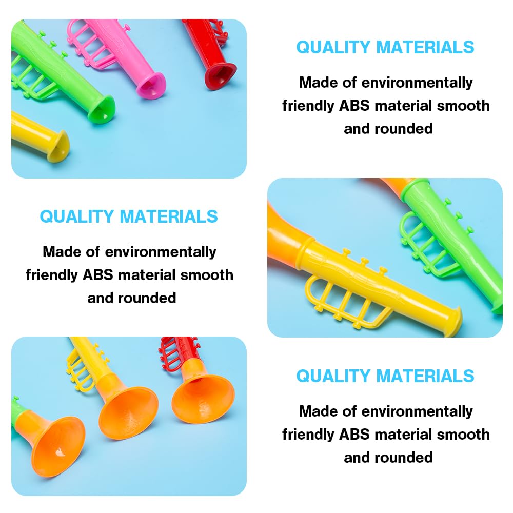 25 Piezas Mini Trompeta de Juguete Trompeta para Niños Pequeña Plastico Portátil Juguete Bocina Hacer Ruido Trompetas Instrumento Musical para Niños, Colorido, 10*3.8 cm