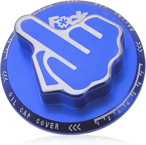 Miniatura 3 de Xotic Tech - Tapa de combustible para aceite de motor, patrón de aluminio de dedo medio, compatible con Honda o Acura (azul)